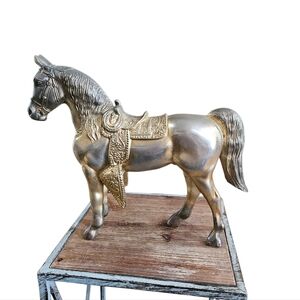 VINTAGE '50s Copper Or Brass Pot Metal Saddled Horse